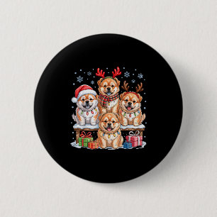 Süße Chow-Chow-Weihnachtshündchen für Hundebesitze Button