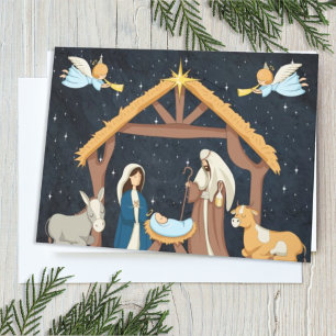Süße christliche Weihnachts-Krippenszene Karte