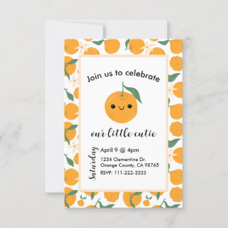 Süsse Clementine Mandarin Mandarine Orange Blue Einladung