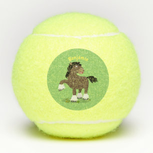 Süße Clydesdale-Zugpferd-Comic-Illustration Tennisbälle