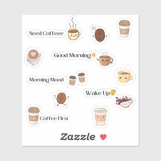 Süße Coffee-Mood-Aufkleber Aufkleber (Blatt)