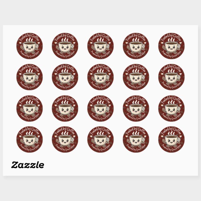 Süße Coffee-Vibes-Aufkleberdesign Runder Aufkleber (Blatt)