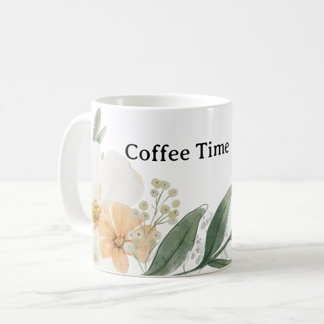 Süße CoffeeTime Teetasse. Moderne minimalistische  Kaffeetasse (Vorderseite Links)