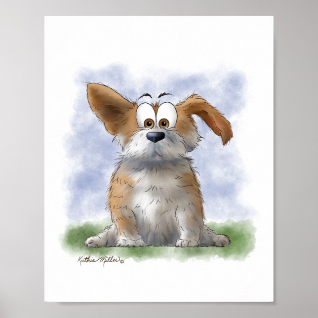 Süße Corgi-Cartoon Poster (Vorne)