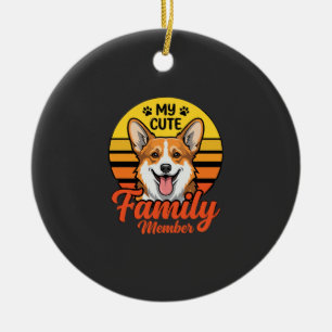 Süße Corgi-Familienmitglied-Hundefreund Keramik Ornament