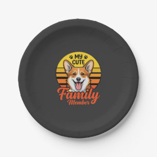 Süße Corgi-Familienmitglied-Hundefreund Pappteller