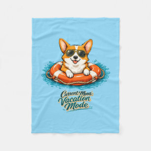 Süße Corgi-Ferien-Modus-Illustration - Sommer Bea Fleecedecke