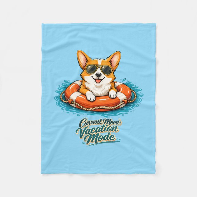 Süße Corgi-Ferien-Modus-Illustration - Sommer Bea Fleecedecke (Vorderseite)