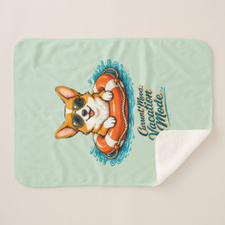 Süße Corgi-Ferien-Modus-Illustration - Sommer Bea Sherpadecke