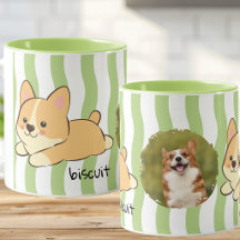 Süße Corgi-Foto-Name Grüne Wellenstreifen