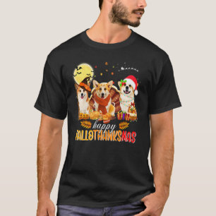 Süße Corgi Frohe Hallothanksmas Halloween Erntedan T-Shirt