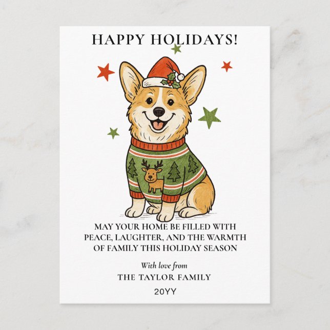 Süße Corgi hässlicher Rentier Pullover Weihnachten (Vorderseite)