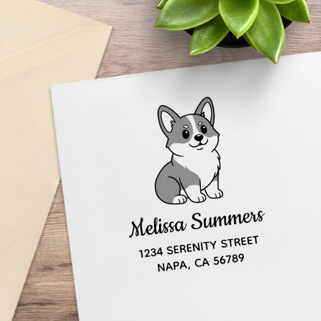 Süße Corgi-Hunde-Adresse Gummistempel (Von Creator hochgeladen)
