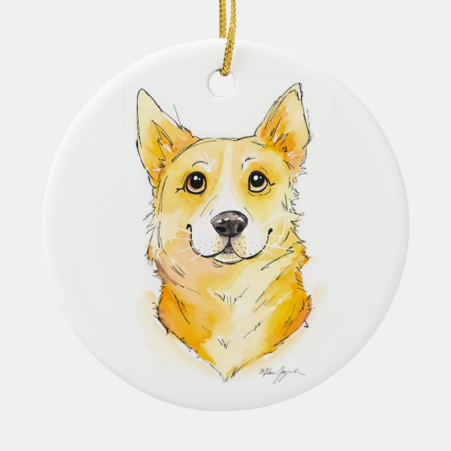 Süsse Corgi Keramik Ornament (Vorne)