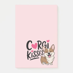 Süße Corgi-Mama Rosa Herzen Welpen-Küsse Hundelieb Post-it Klebezettel