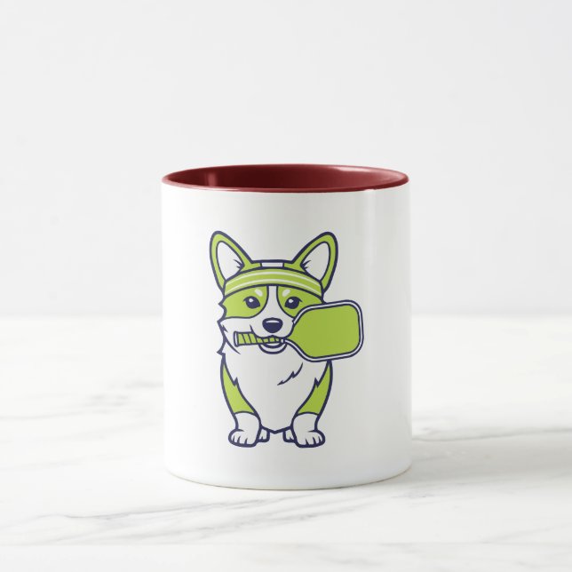 Süße Corgi-Pickleball-Spieler-Illustration-- Lusti Tasse (Zentrum)