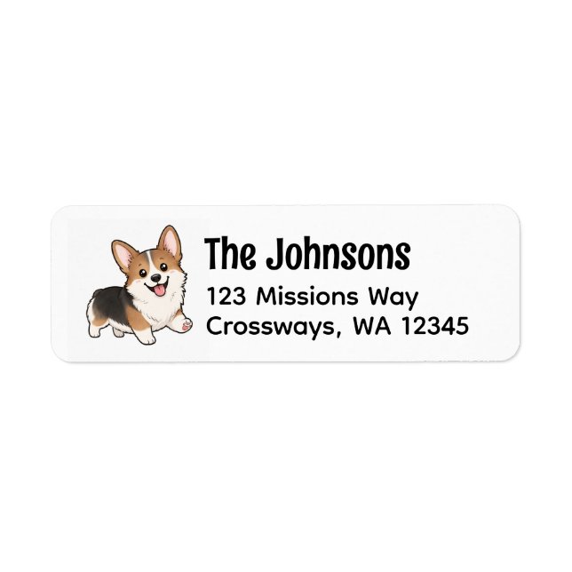 Süße Corgi-Rücksende-Adressetikett (Vorne)