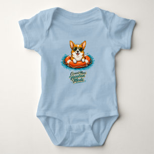 Süße Corgi Sommerferien-Modus Baby-Body Baby Strampler