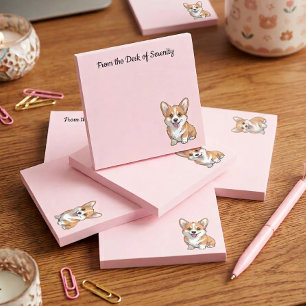 Süße Corgi-Welpen-Mama Rosa Cartoon-Hundefreundin Post-it Klebezettel