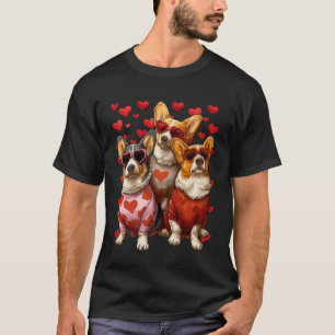 Süße Corgis mit Herz-Sonnenbrille Valentinstag H T-Shirt
