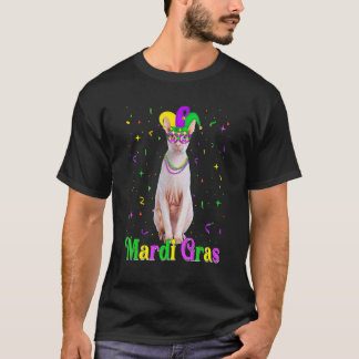 Süße Cornish Rex Katzen Tiere Mardi Gras Karneval T-Shirt