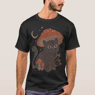 Süße Cottagcore-Katzen-Pilz-Hüte Vintage-Grunge-Ae T-Shirt