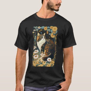 Süße Cottagecore-Ästhetik Katze Blumen Schmetterli T-Shirt