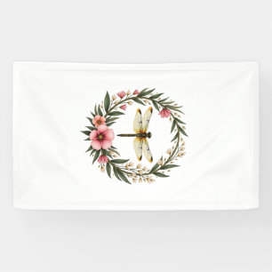 Süße Cottagecore Florale Libelle Ästhetik Mädchen Banner