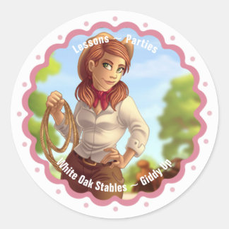 Süße Cowgirl-Anpassung Runder Aufkleber
