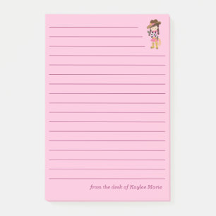 Süße Cowgirl individuell gefütterte Kinder Rosa Post-it Klebezettel