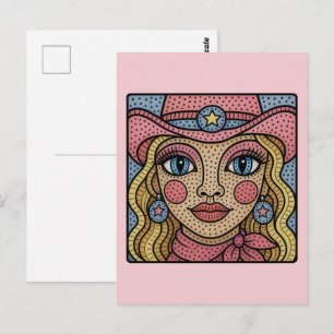 Süße Cowgirl Postkarte