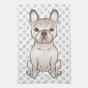 Süße Creme-Französische Bulldogge / Frenchie Hund Geschirrtuch