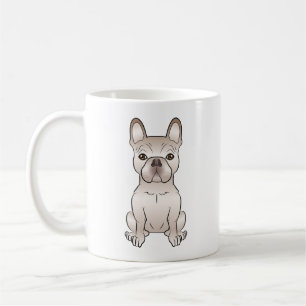 Süße cremefarbene Französische Bulldogge sitzend Kaffeetasse