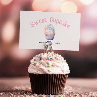 Süße Cupcake-Bäckerei-Illustration in Pastellrosa Visitenkarte