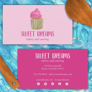 Süße Cupcake-Catering-Bäckerei Charmant Pink Socia Visitenkarte