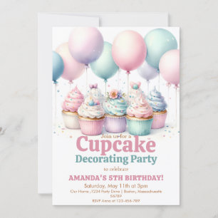 Süße Cupcake-Dekorationsparty Mädchen Backen Gebur Einladung