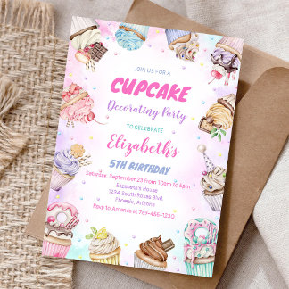 Süße Cupcake-Geburtstagsfeier-Einladung Einladung