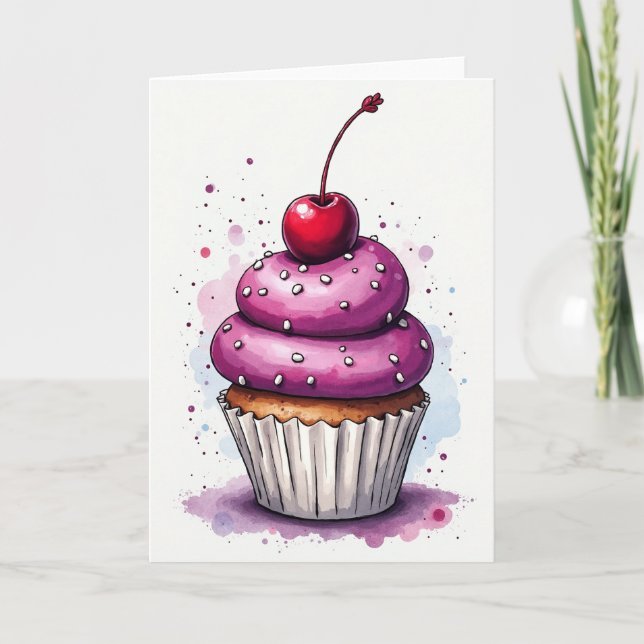 Süße Cupcake-Kunstkarte Karte (Vorderseite)