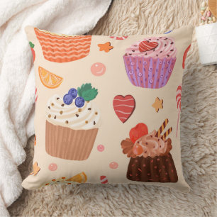 Süße Cupcakes & Dessert-Leckereien Muster Kissen