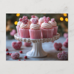Süße Cupcakes mit Herzen Valentinstag Postkarte
