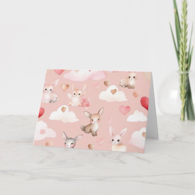 Süße Cupid-Tierbabys Dankeschönkarte Dankeskarte (Vorderseite)