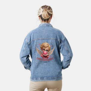 Süße Cupid-Universität-Bubble-Gum-Engel-Ästhetik Jeansjacke