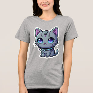 Süße Cyberpunk-Katze im Neon-Stil T-Shirt Tri-Blend Shirt