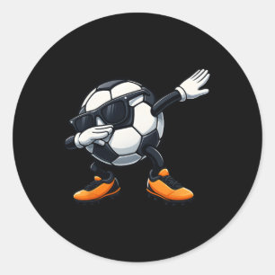 Süße Dabbing-Singles-Fußball-Soccer-Byll-Cartoon Runder Aufkleber