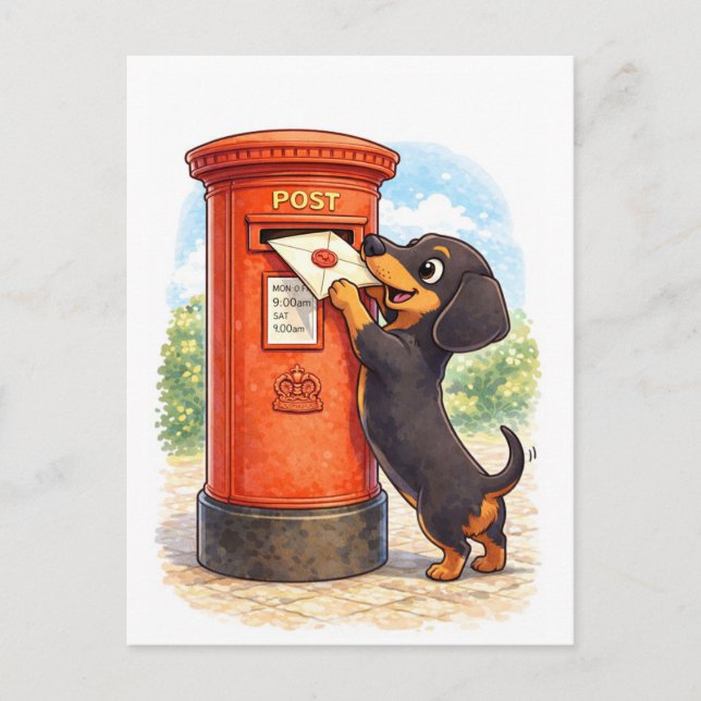 Süße Dachshund-Brief-Illustration Postkarte (Vorderseite)