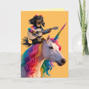 Süße Dachshund-Einhorn-Grußkarte Feiertagskarte