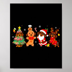 Süße Dachshund-Hunde Weihnachtsbaum Lebkuchen Niko Poster