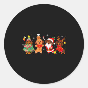 Süße Dachshund-Hunde Weihnachtsbaum Lebkuchen Niko Runder Aufkleber