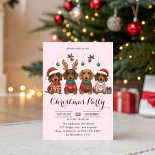 Süße Dachshund-Hunde Weihnachtsfeier  Einladung