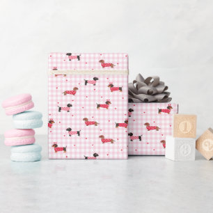 Süße Dachshund-Karo-Muster-Wrap-Rolle Geschenkpapier